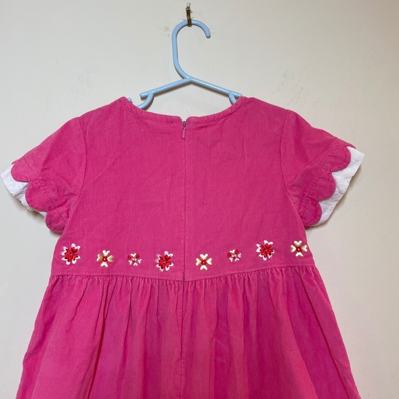 Hanna Andersson Pink Corduroy Girl size 5 Dress Embroidery Flowers Short Sleeve - Picture 6 of 10